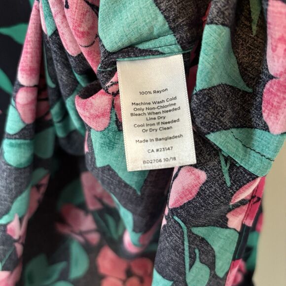 Talbots Womens Popover Top Pink Floral Long Sleeve Blouse Sz 2X - Picture 5 of 7